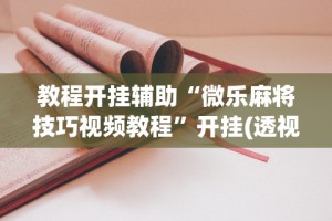 教程开挂辅助“微乐麻将技巧视频教程”开挂(透视)辅助教程