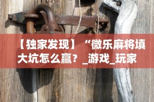 【独家发现】“微乐麻将填大坑怎么赢？_游戏_玩家_工具