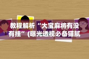 教程解析“大宝麻将有没有挂”(曝光透视必备猫腻)