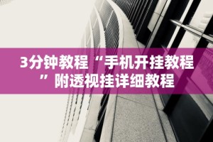 3分钟教程“手机开挂教程”附透视挂详细教程