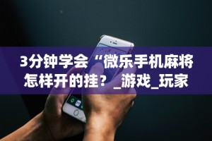 3分钟学会“微乐手机麻将怎样开的挂？_游戏_玩家_工具
