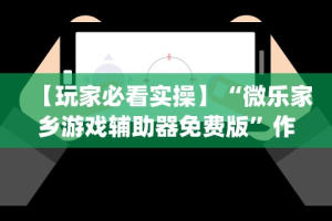 【玩家必看实操】“微乐家乡游戏辅助器免费版”作弊挂(辅助外挂+教程)
