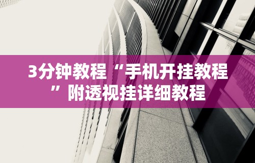 3分钟教程“手机开挂教程”附透视挂详细教程