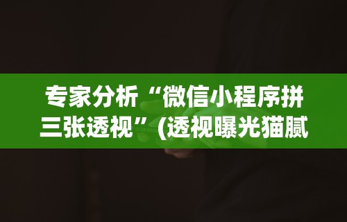 专家分析“微信小程序拼三张透视”(透视曝光猫腻)