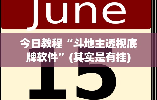 今日教程“斗地主透视底牌软件”(其实是有挂)