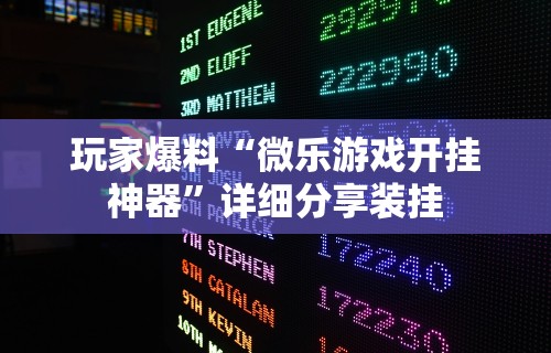 玩家爆料“微乐游戏开挂神器”详细分享装挂