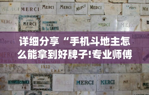 详细分享“手机斗地主怎么能拿到好牌子!专业师傅带你一起了解(确实有挂)