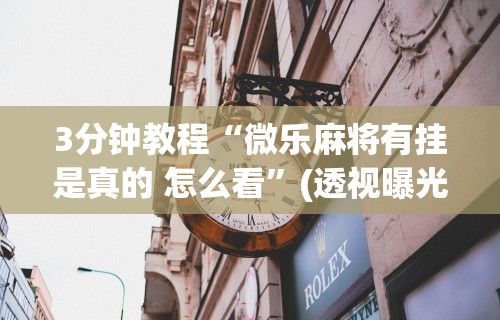 3分钟教程“微乐麻将有挂是真的 怎么看”(透视曝光猫腻)