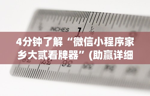 4分钟了解“微信小程序家乡大贰看牌器”(助赢详细开挂教程)