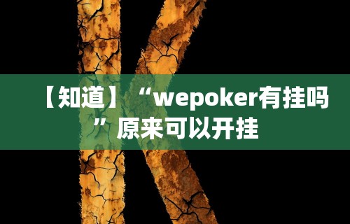 【知道】“wepoker有挂吗	”原来可以开挂