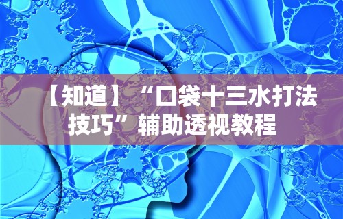 【知道】“口袋十三水打法技巧”辅助透视教程