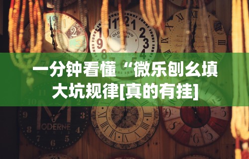 一分钟看懂“微乐刨幺填大坑规律[真的有挂]