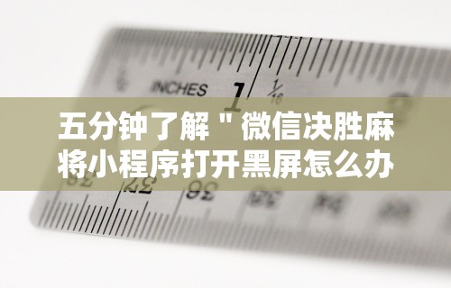 五分钟了解＂微信决胜麻将小程序打开黑屏怎么办	”通用版下载教程!