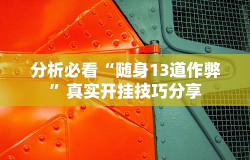 分析必看“随身13道作弊	”真实开挂技巧分享