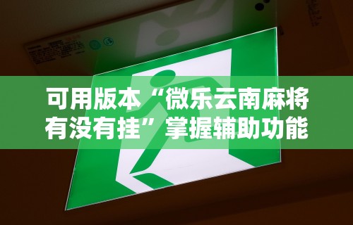 可用版本“微乐云南麻将有没有挂	”掌握辅助功能必胜规则
