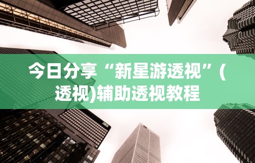 今日分享“新星游透视”(透视)辅助透视教程